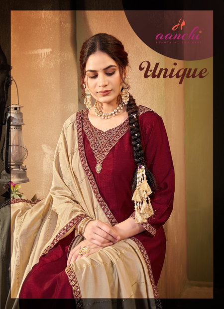 Unique By Aanchi Vichitra Silk Kurti Bottom With Dupatta Wholesale Market In Surat With Price